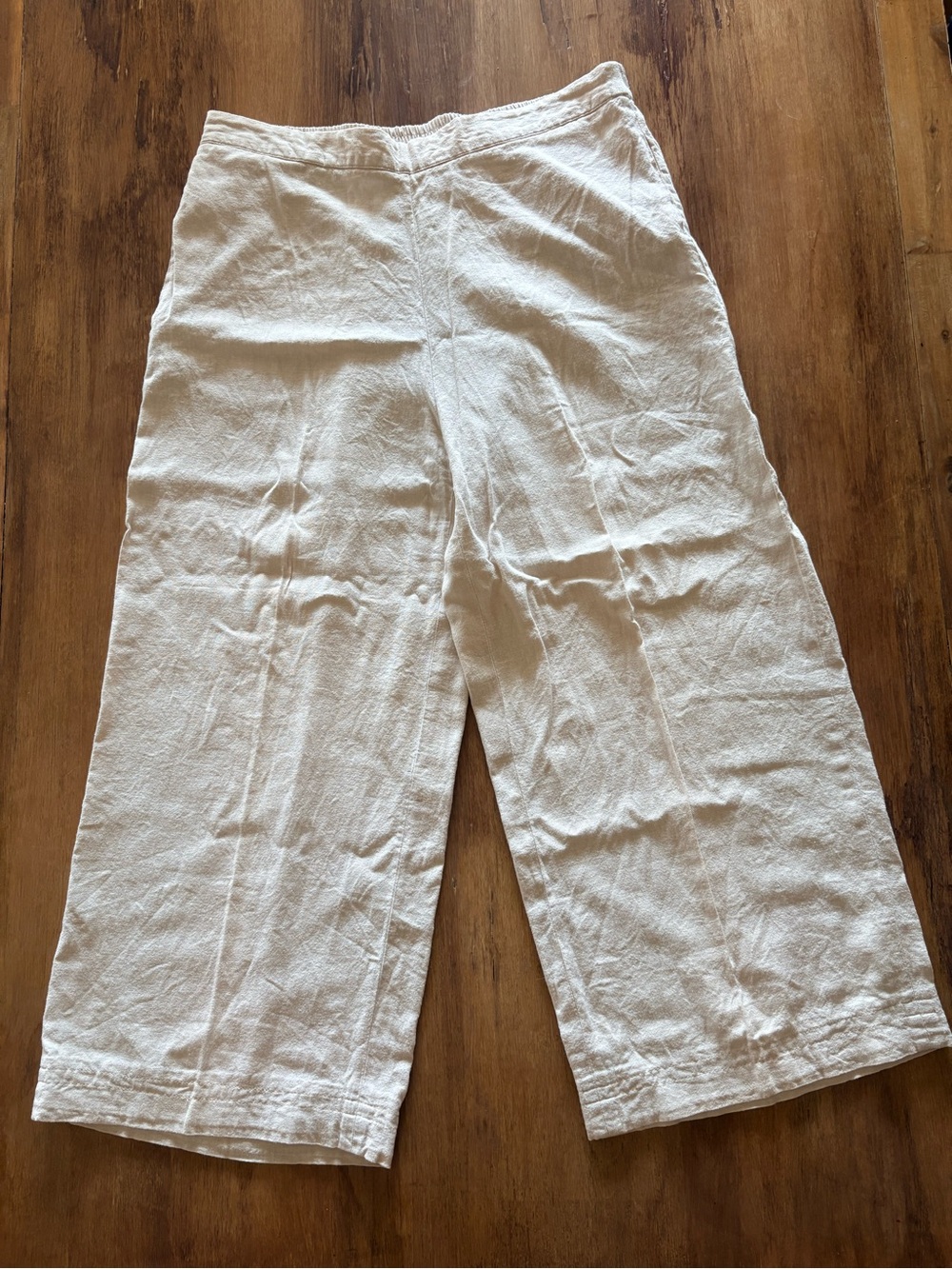 Coldwater Creek Cream Wide-Leg Linen Blend Pants